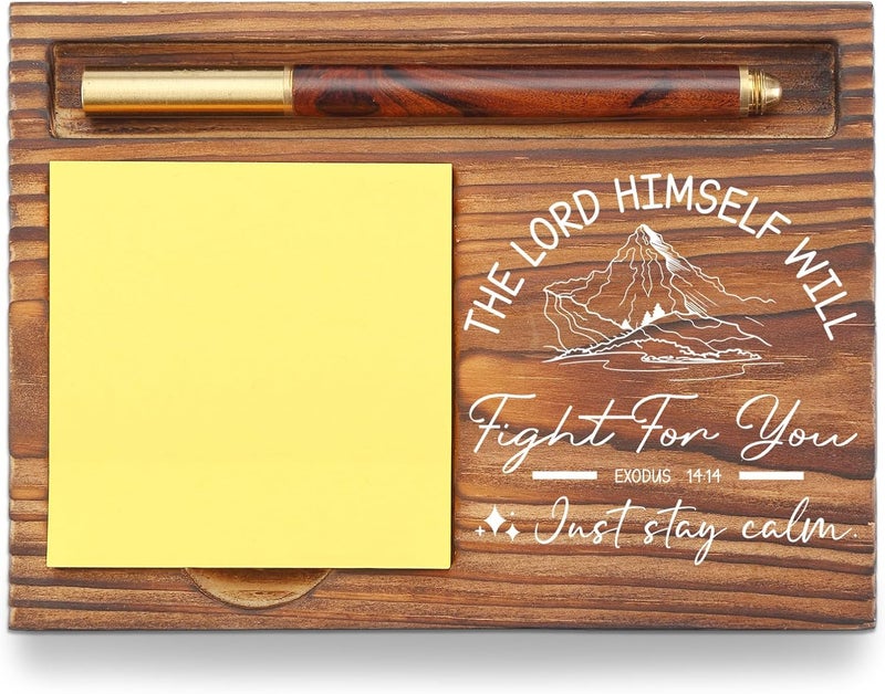 YODOCAMP Christian Desk Organizer, Bible Verse Sticky Note Holder, Exodus 14:14 The Lord Will Fight for You, Religious Gifts for Christians, Pastors, Church Leaders, Believers TZP96 - Image 1